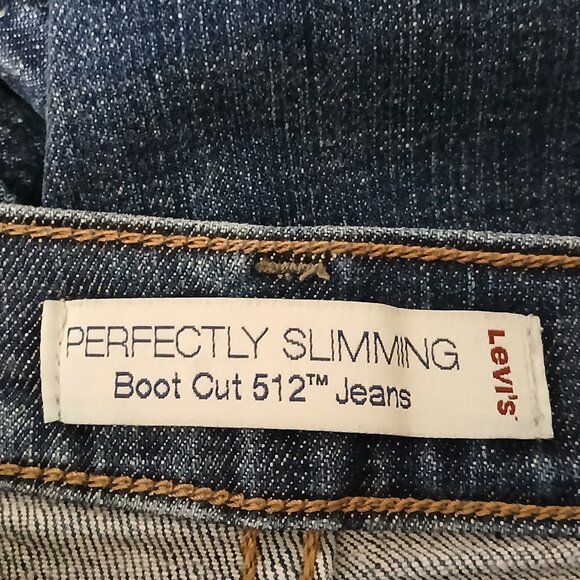 Levis 512 Jeans 10 30X28 Perfectly Slimming Boot Cut Flap Pocket Blue Denim - Picture 7 of 9